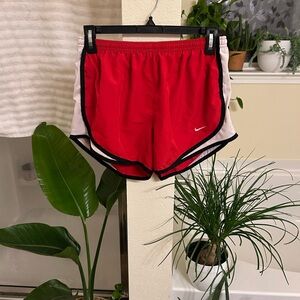 Nike Women's Red and White Athletic Shorts